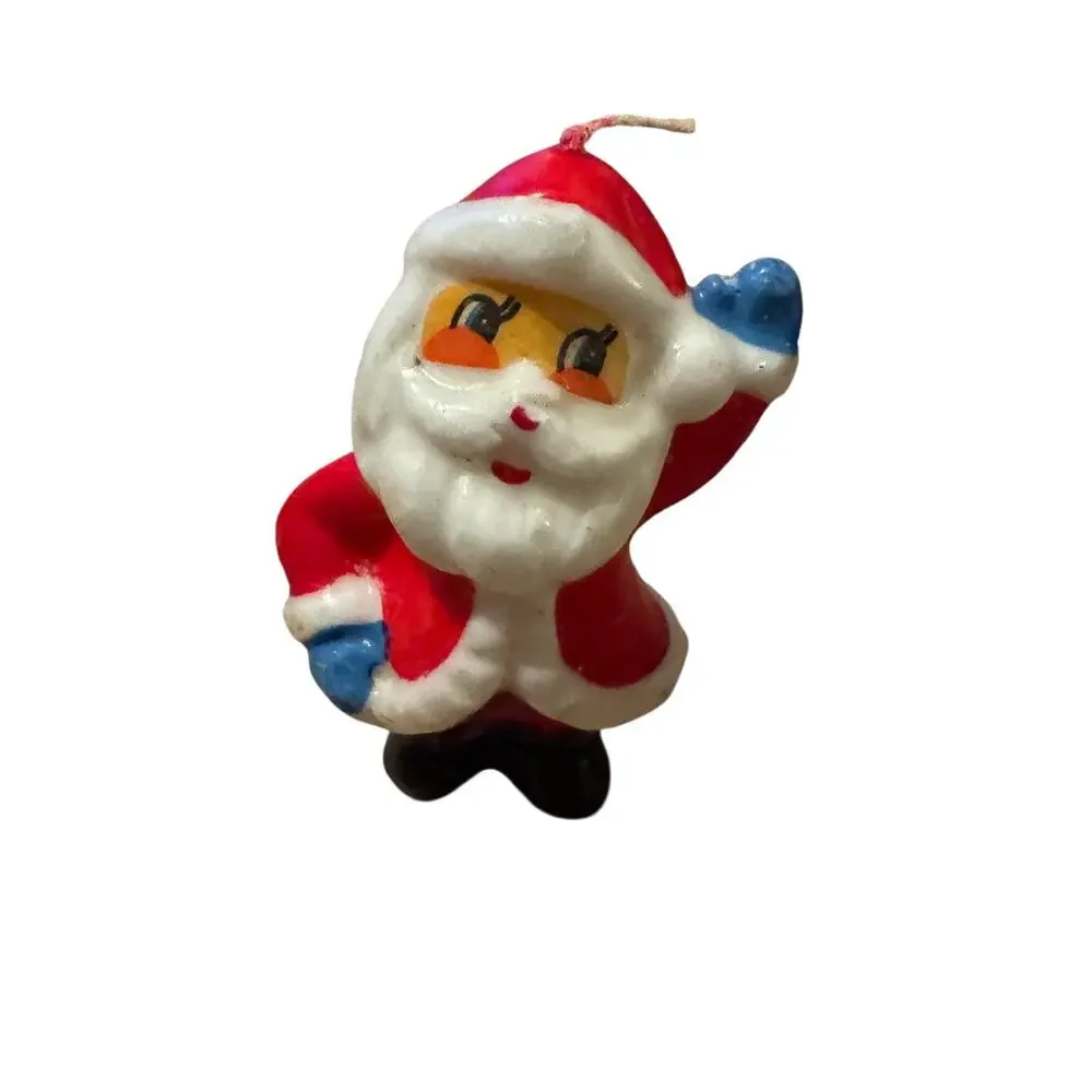 Vintage Christmas Candle Lot Santa Japan & Drummer Boy Wrapped Melted Wax Figure